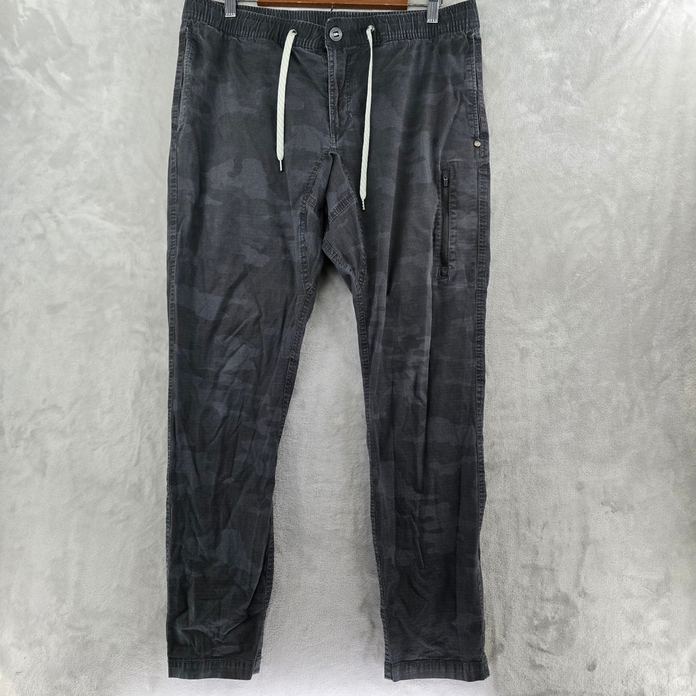 Vuori Ripstop Climber Pants Mens XL Gray Camo Elastic Waist Drawstring Joggers